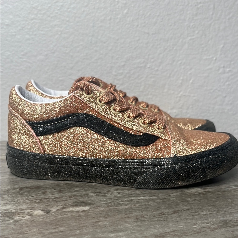 VANS big kid Gold Glitter old skool size 1